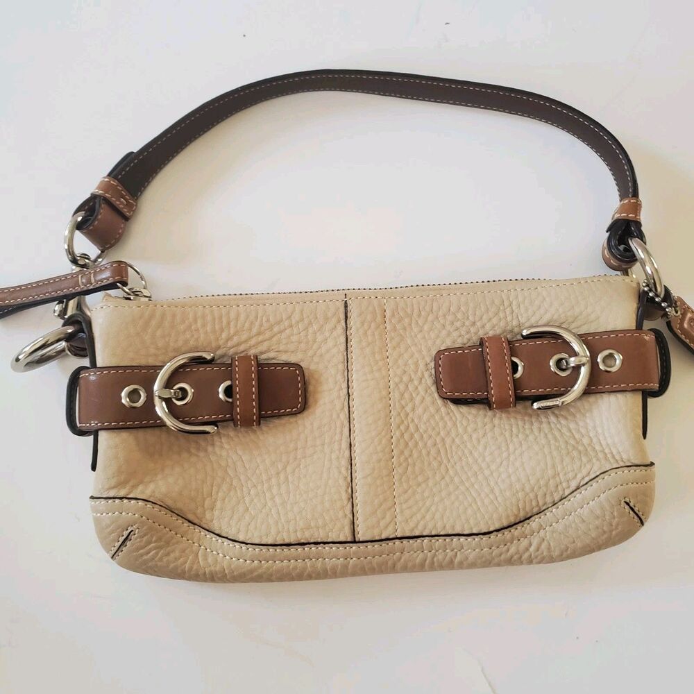 Coach East West Beige Pebbled Leather Demi Convertible Shoulder Bag Y2K NWOT - Picture 2 of 16